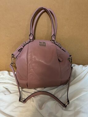 Coach Pink Pebbled Leather Satchel with Shoulder Strap
